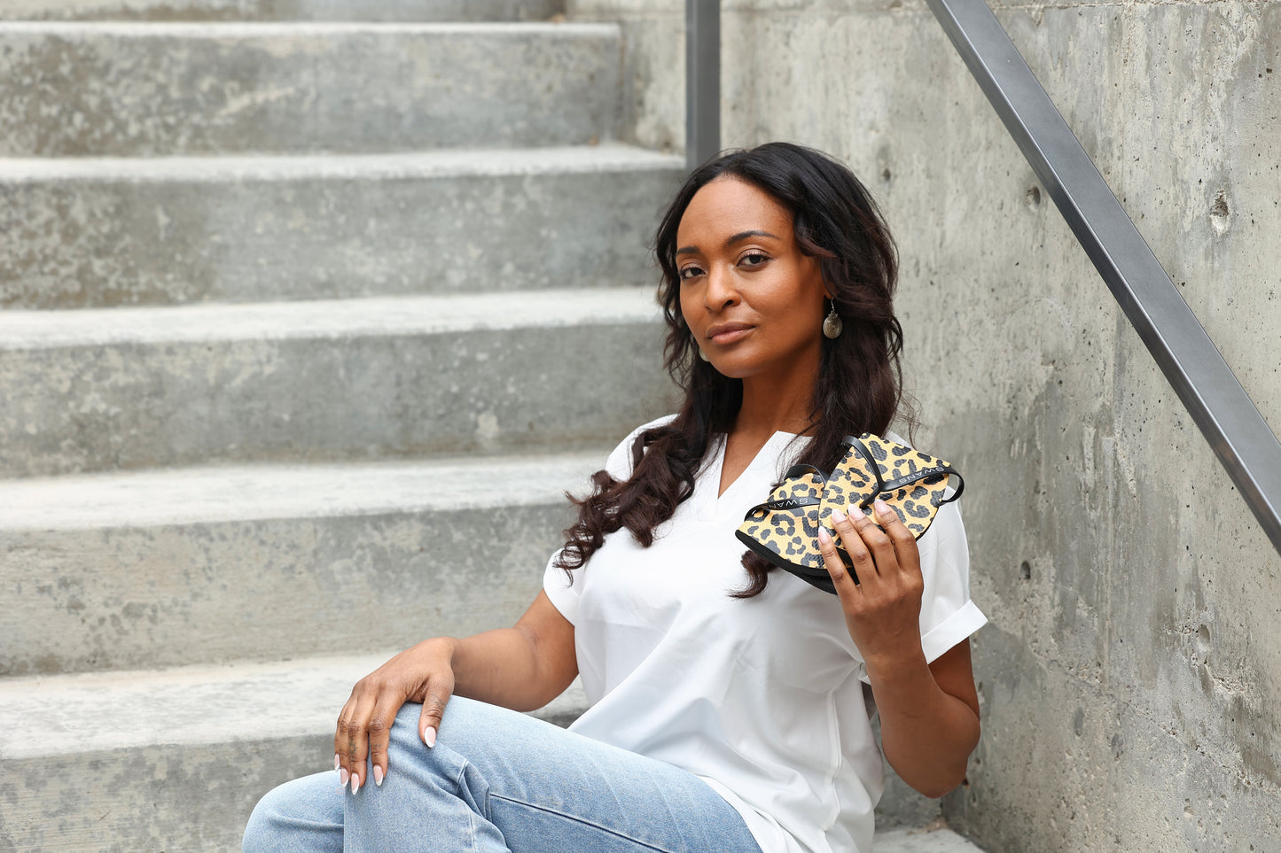 SWANS FOLDABLE FLIP FLOP- LEOPARD