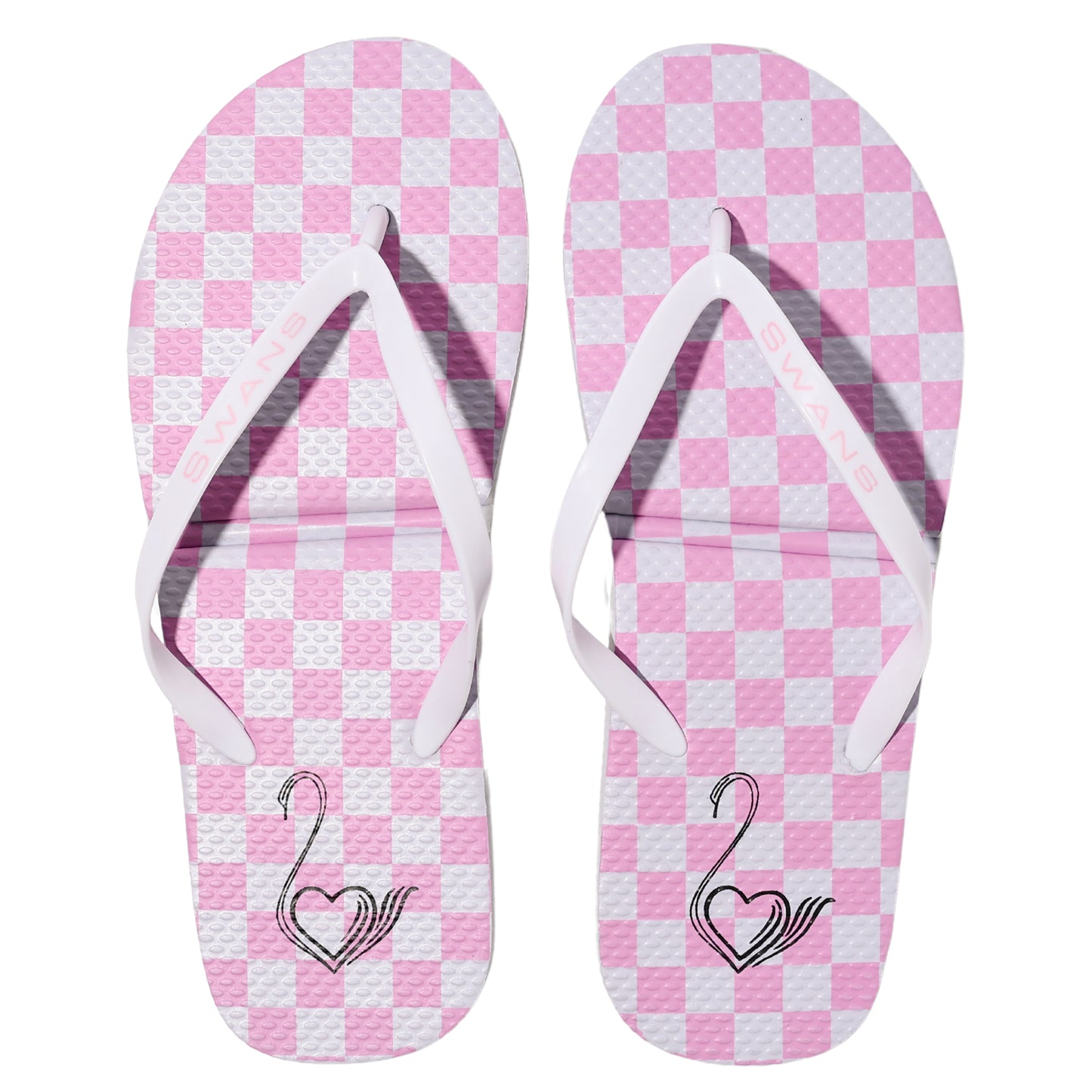 Swans Foldable Flip Flops- Pink and White Checkered