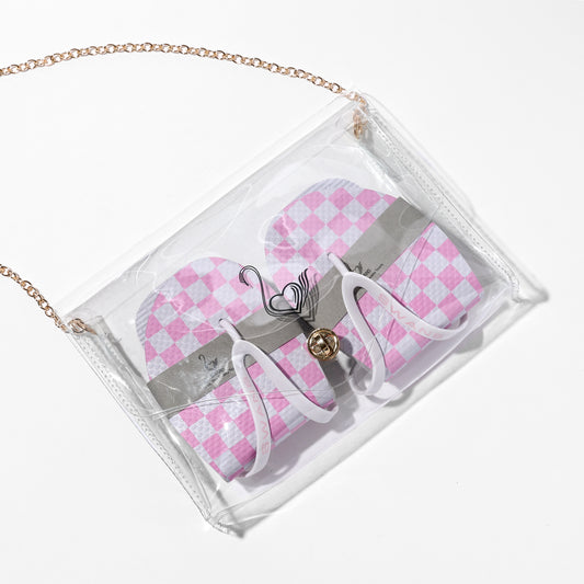 Swans Foldable Flip Flops- Pink and White Checkered